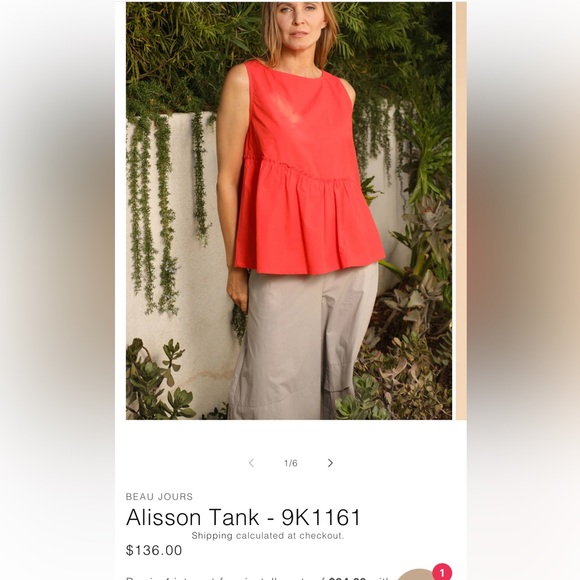 BEAU JOURS Alisson Tank - 9K1161 - in Poppy NWT
Regular price $136.00 - Picture 5 of 10